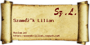 Szamák Lilian névjegykártya